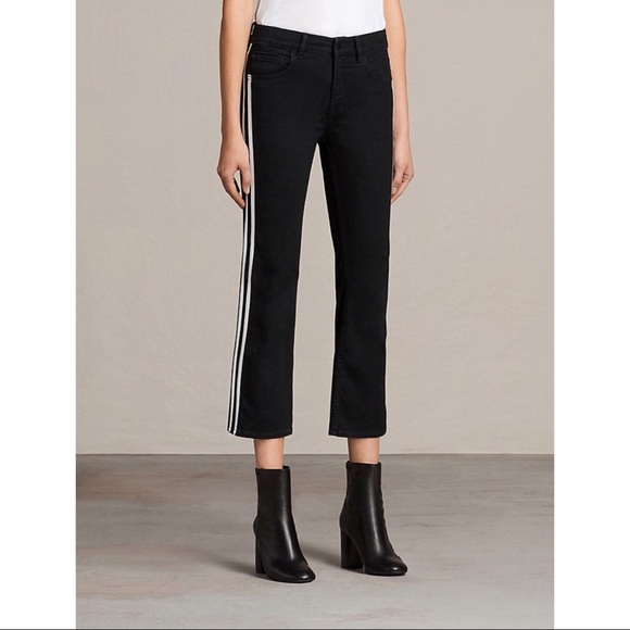 All Saints Heidi Kick Flare Cropped Jeans Stripe26 - Picture 7 of 8